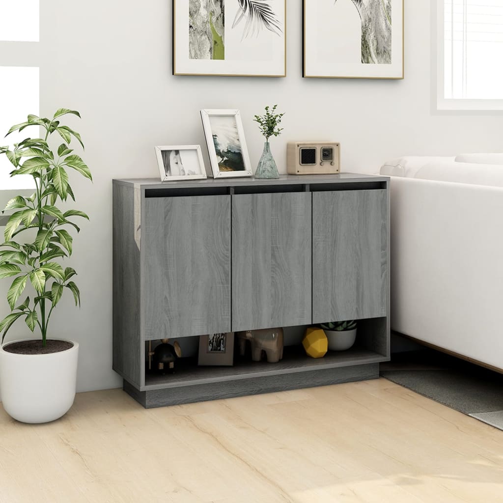 Dressoir 97x31x75 cm bewerkt hout grijs sonoma eikenkleurig is nu te koop bij PeponiXL, paradijselijk wonen!