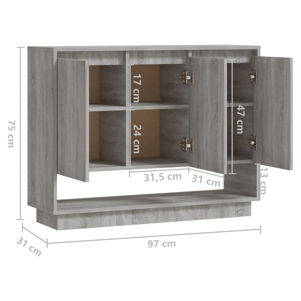 Dressoir 97x31x75 cm bewerkt hout grijs sonoma eikenkleurig is nu te koop bij PeponiXL, paradijselijk wonen!