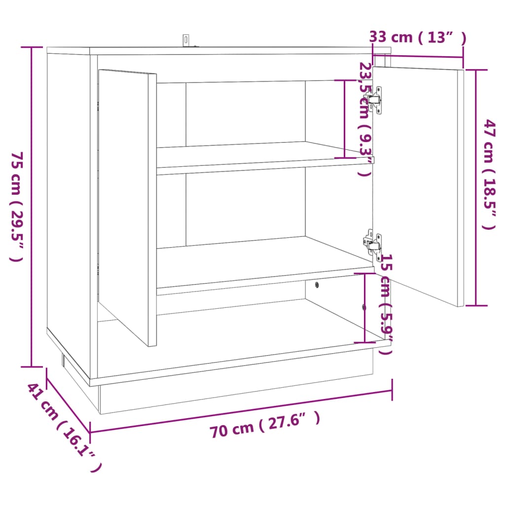 Dressoir 70x41x75 cm bewerkt hout gerookt eikenkleurig is nu te koop bij PeponiXL, paradijselijk wonen!