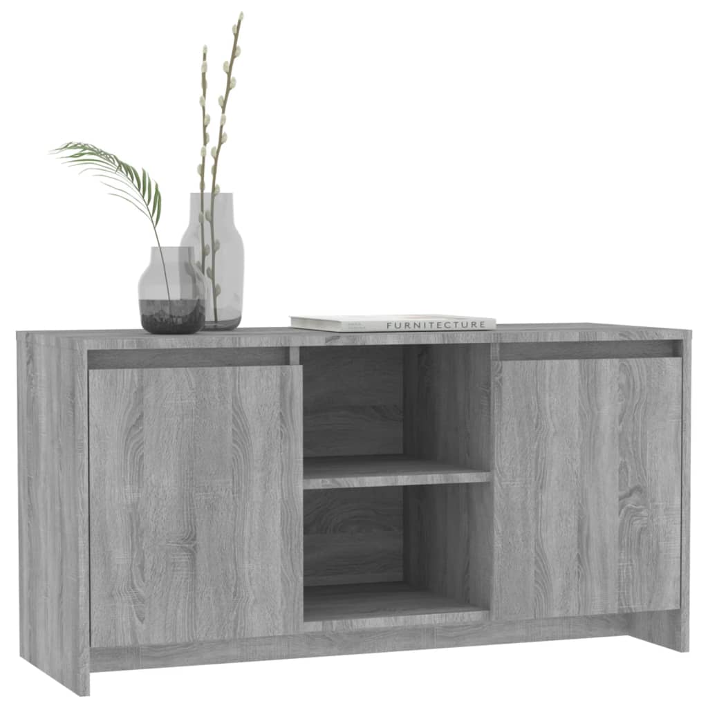 Tv-meubel 102x37,5x52,5 cm bewerkt hout grijs sonoma eikenkleur is nu te koop bij PeponiXL, paradijselijk wonen!