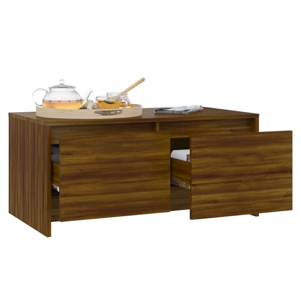 Salontafel 90x50x41,5 cm bewerkt hout bruin eikenkleur is nu te koop bij PeponiXL, paradijselijk wonen!