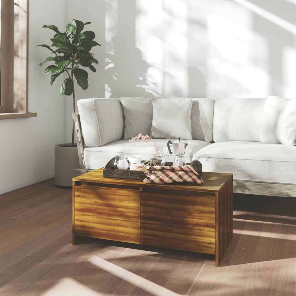 Salontafel 90x50x41,5 cm bewerkt hout bruin eikenkleur is nu te koop bij PeponiXL, paradijselijk wonen!
