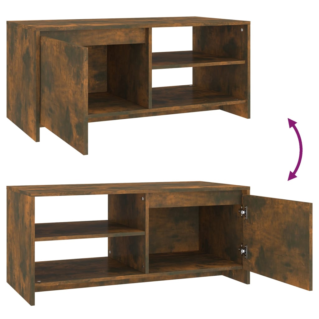 Salontafel 102x50x45 cm bewerkt hout gerookt eikenkleurig is nu te koop bij PeponiXL, paradijselijk wonen!