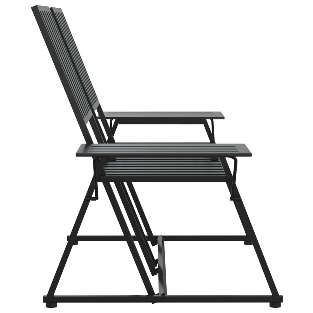 Tuinbank 2-zits 165 cm staal zwart is nu te koop bij PeponiXL, paradijselijk wonen!