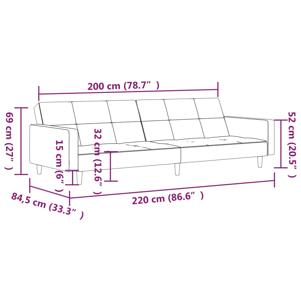 Slaapbank 2-zits microvezelstof taupe is nu te koop bij PeponiXL, paradijselijk wonen!