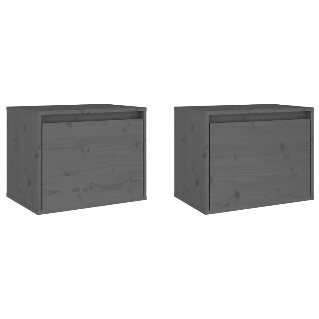 Wandkasten 2 st 45x30x35 cm massief grenenhout grijs is nu te koop bij PeponiXL, paradijselijk wonen!