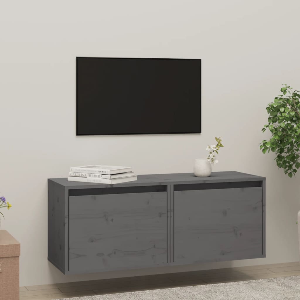 Wandkasten 2 st 45x30x35 cm massief grenenhout grijs is nu te koop bij PeponiXL, paradijselijk wonen!