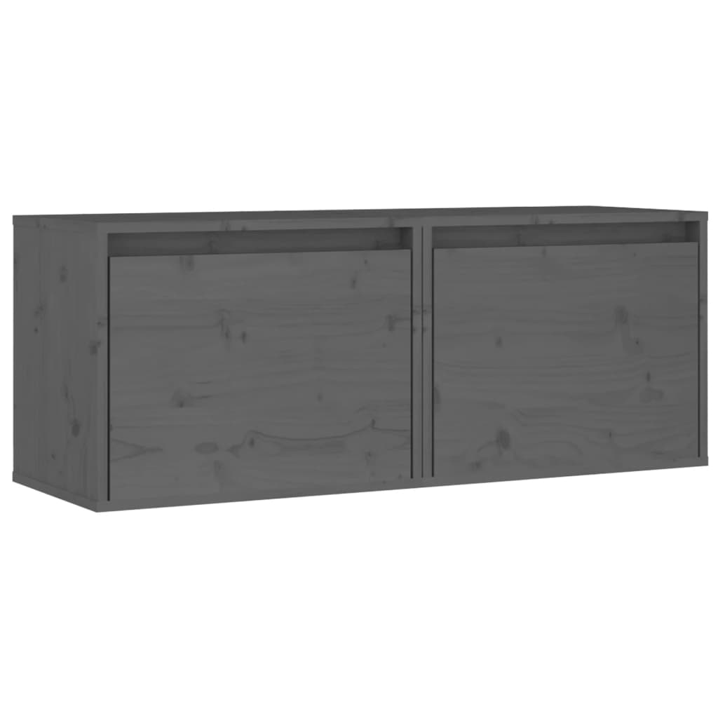 Wandkasten 2 st 45x30x35 cm massief grenenhout grijs is nu te koop bij PeponiXL, paradijselijk wonen!