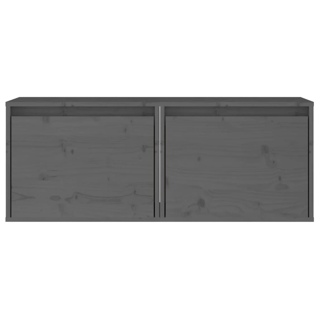 Wandkasten 2 st 45x30x35 cm massief grenenhout grijs is nu te koop bij PeponiXL, paradijselijk wonen!