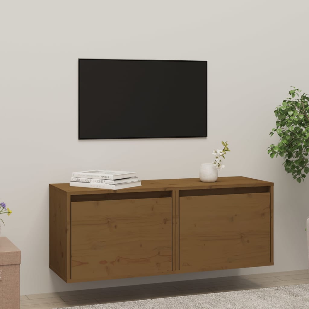 Wandkasten 2 st 45x30x35 cm massief grenenhout honingbruin is nu te koop bij PeponiXL, paradijselijk wonen!