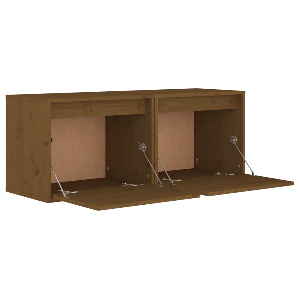 Wandkasten 2 st 45x30x35 cm massief grenenhout honingbruin is nu te koop bij PeponiXL, paradijselijk wonen!