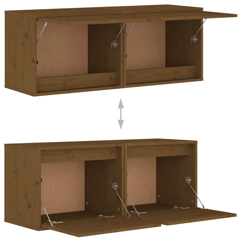 Wandkasten 2 st 45x30x35 cm massief grenenhout honingbruin is nu te koop bij PeponiXL, paradijselijk wonen!
