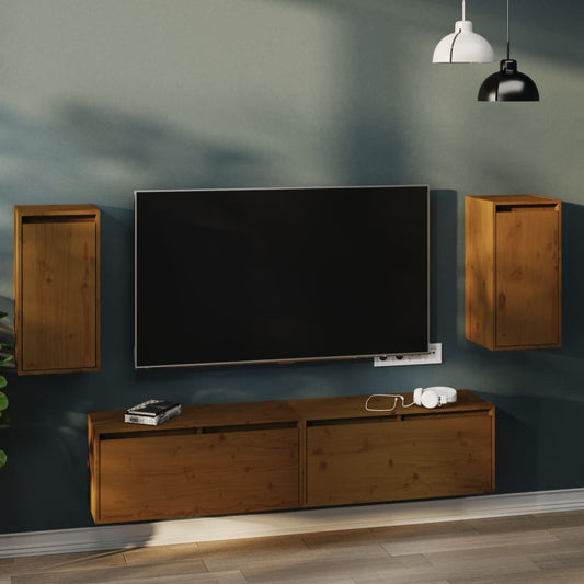 Wandkasten 2 st 30x30x60 cm massief grenenhout honingbruin is nu te koop bij PeponiXL, paradijselijk wonen!