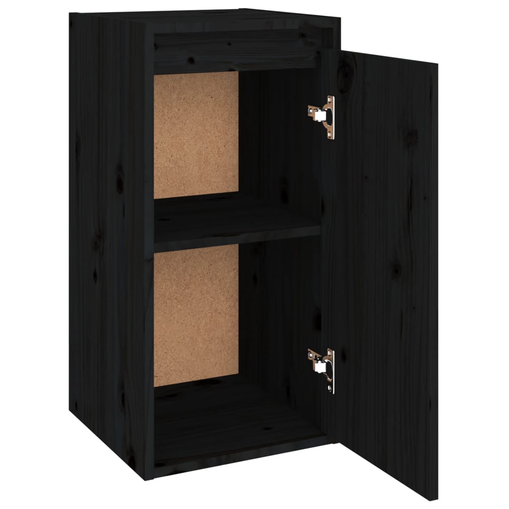 Wandkasten 2 st 30x30x60 cm massief grenenhout zwart is nu te koop bij PeponiXL, paradijselijk wonen!