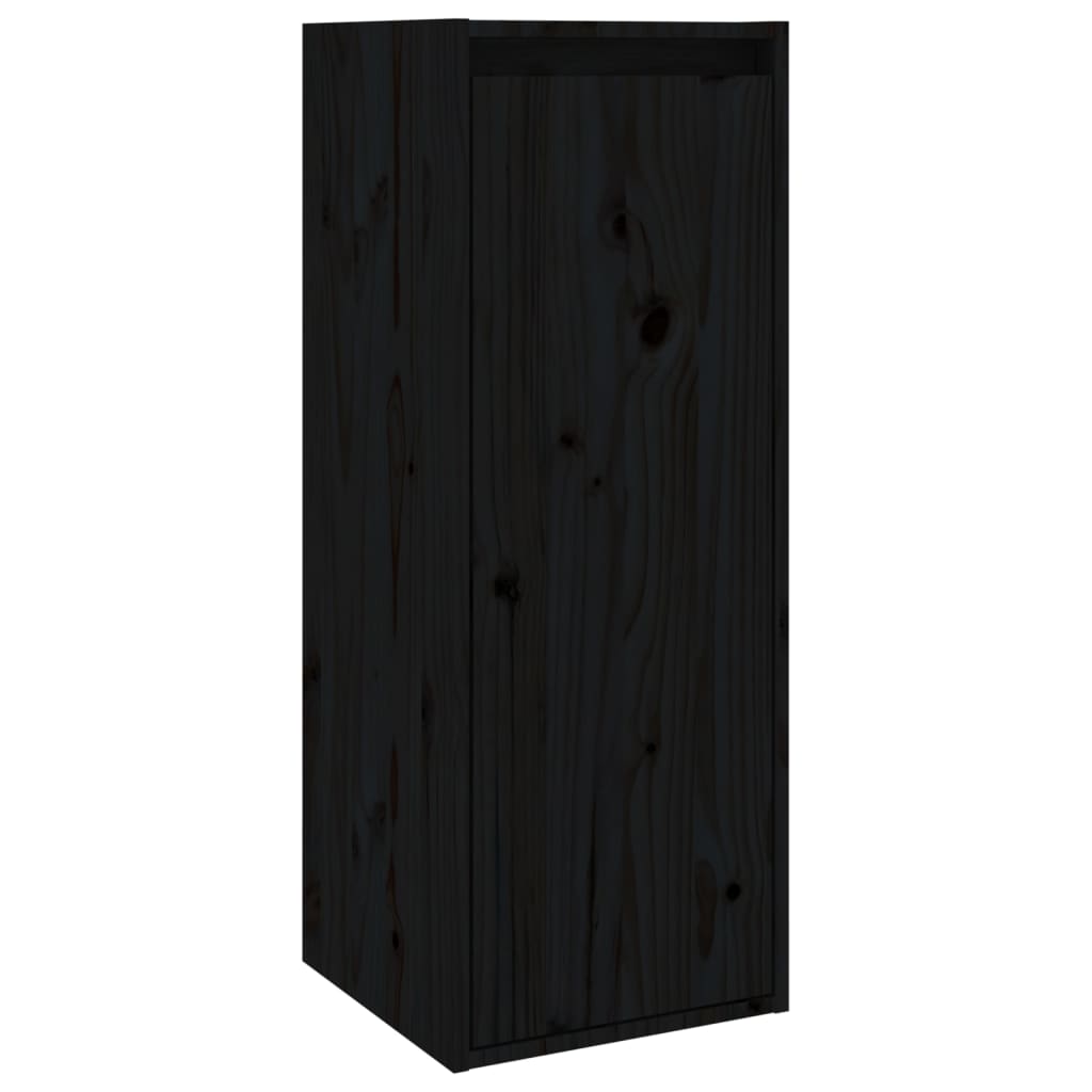 Wandkasten 2 st 30x30x80 cm massief grenenhout zwart is nu te koop bij PeponiXL, paradijselijk wonen!