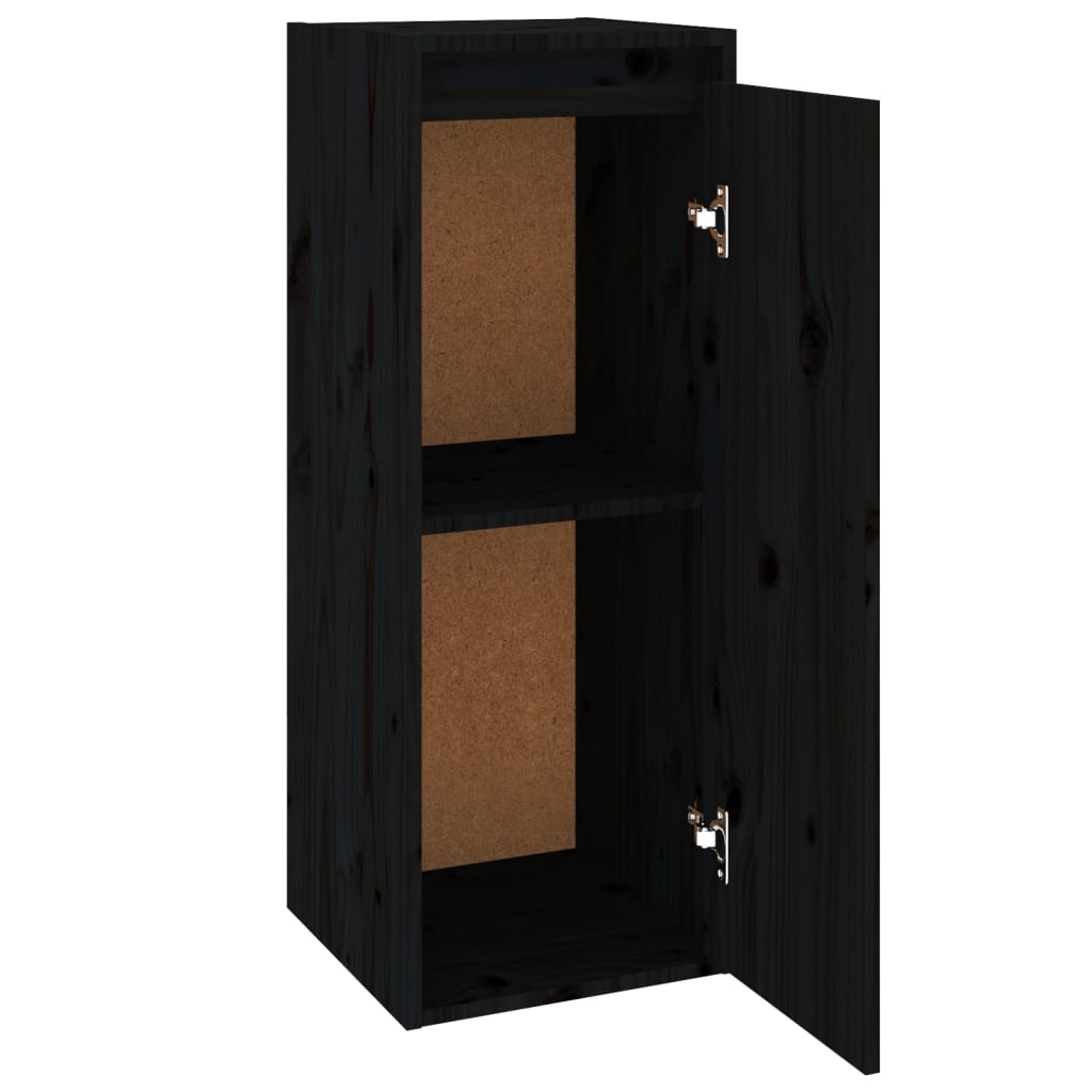 Wandkasten 2 st 30x30x80 cm massief grenenhout zwart is nu te koop bij PeponiXL, paradijselijk wonen!