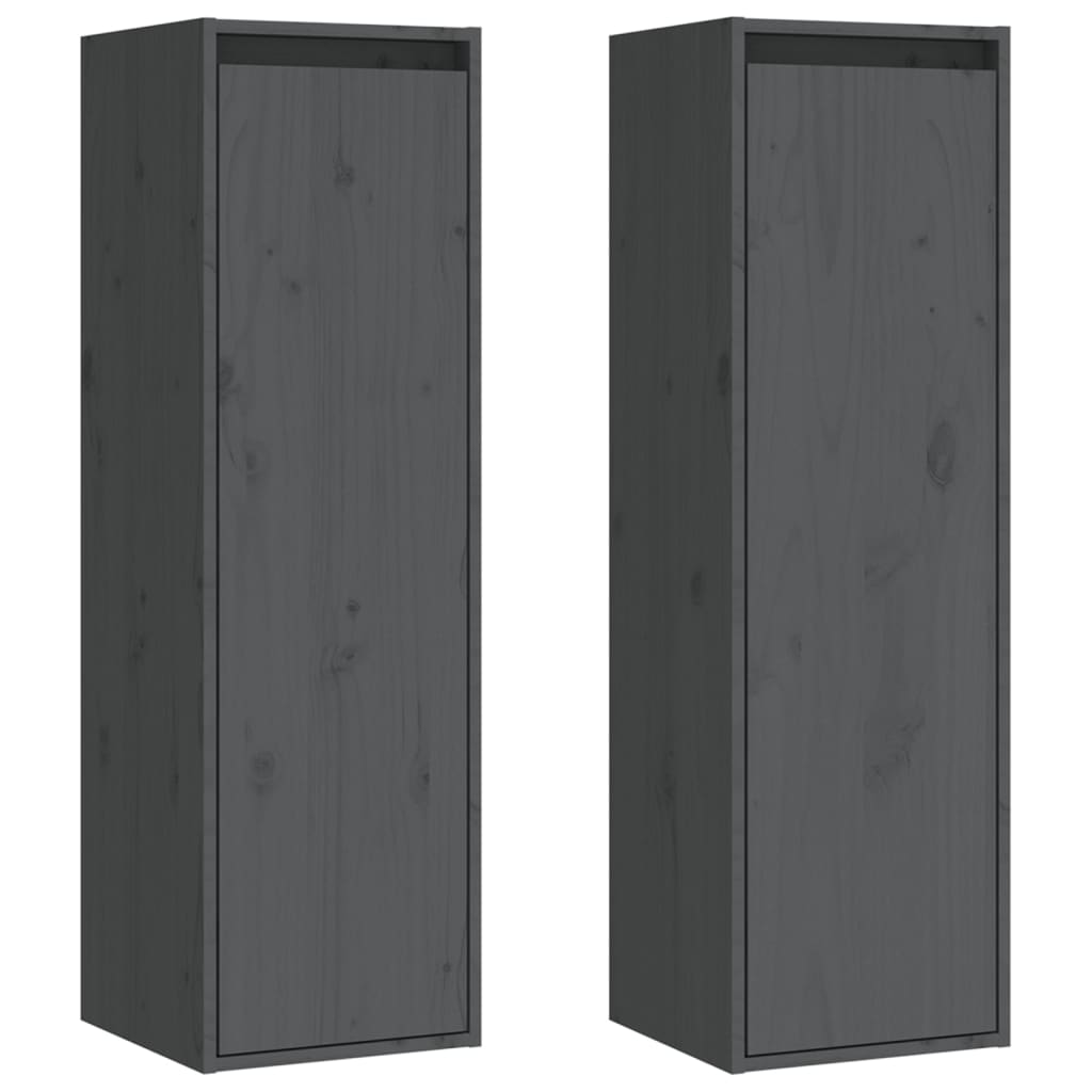 Wandkasten 2 st 30x30x100 cm massief grenenhout grijs is nu te koop bij PeponiXL, paradijselijk wonen!