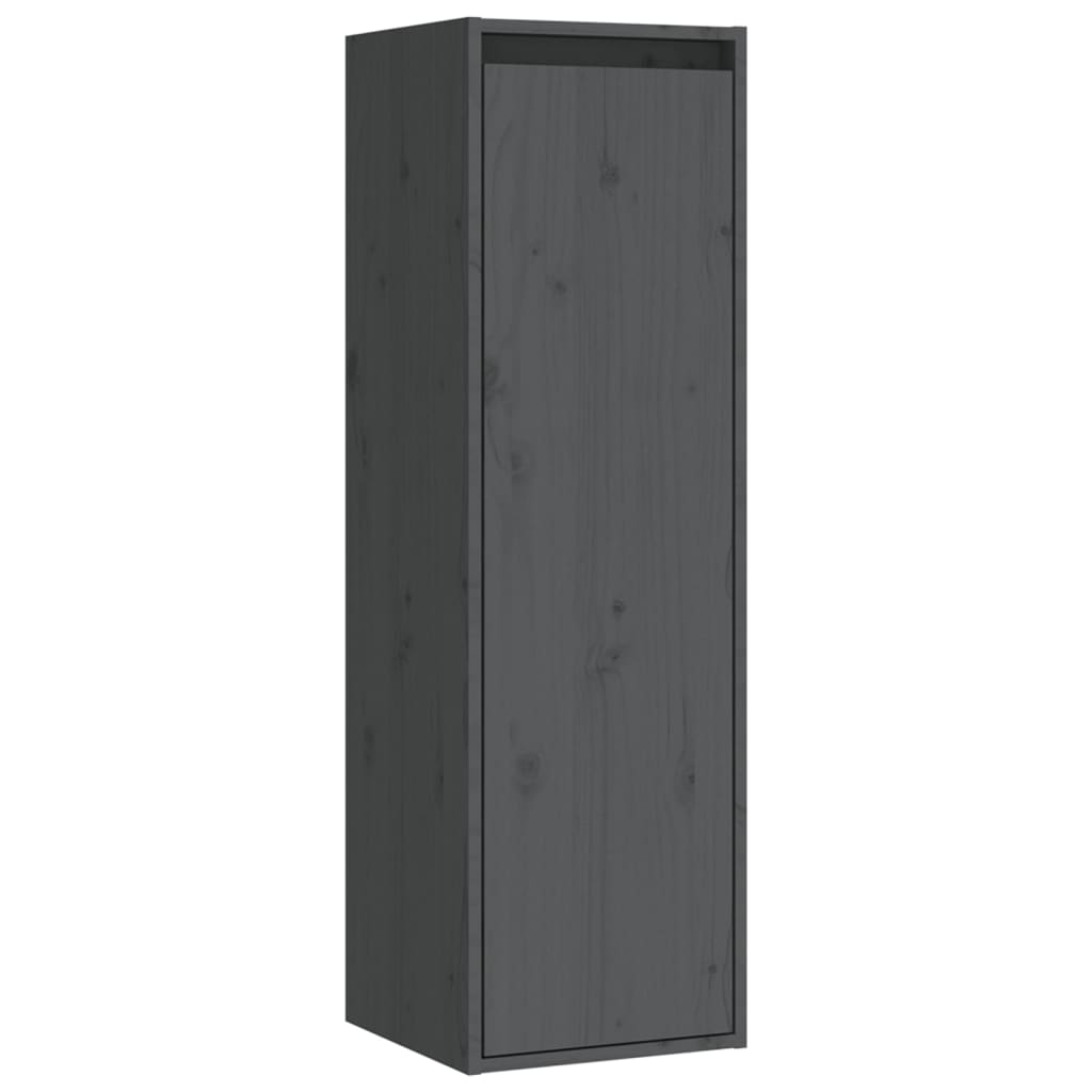 Wandkasten 2 st 30x30x100 cm massief grenenhout grijs is nu te koop bij PeponiXL, paradijselijk wonen!
