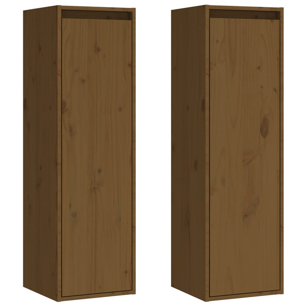Wandkasten 2 st 30x30x100 cm massief grenenhout honingbruin is nu te koop bij PeponiXL, paradijselijk wonen!