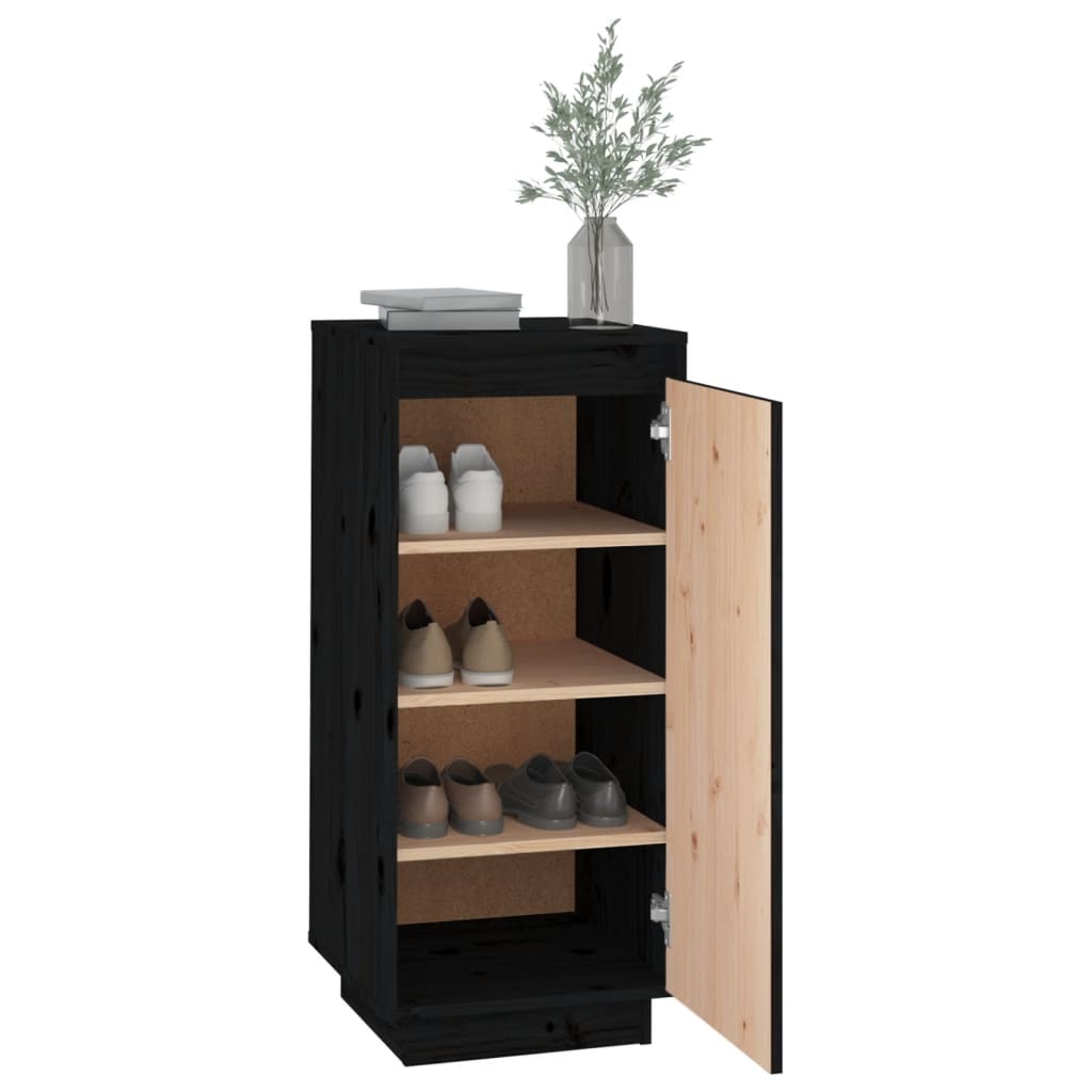 Schoenenkast 35x35x80 cm massief grenenhout zwart is nu te koop bij PeponiXL, paradijselijk wonen!