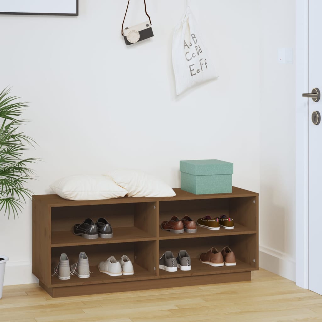 Schoenenkast 110x34x45 cm massief grenenhout honingbruin is nu te koop bij PeponiXL, paradijselijk wonen!