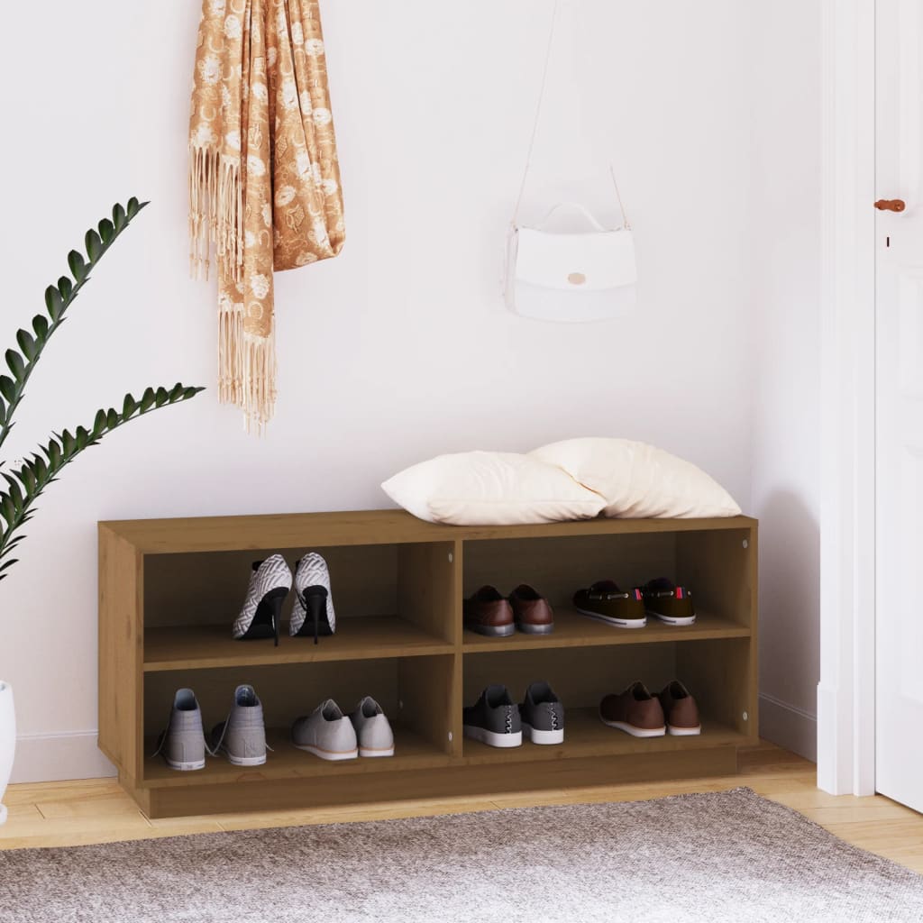 Schoenenkast 110x34x45 cm massief grenenhout honingbruin is nu te koop bij PeponiXL, paradijselijk wonen!