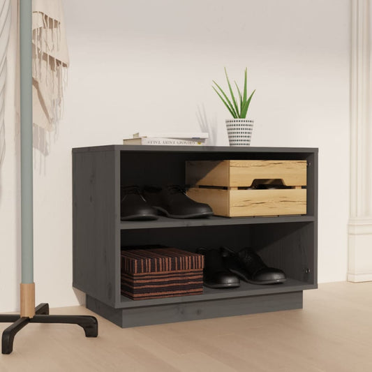 Schoenenkast 60x34x45 cm massief grenenhout grijs is nu te koop bij PeponiXL, paradijselijk wonen!