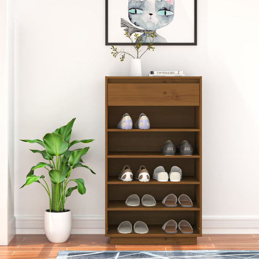 Schoenenkast 60x34x105 cm massief grenenhout honingbruin is nu te koop bij PeponiXL, paradijselijk wonen!