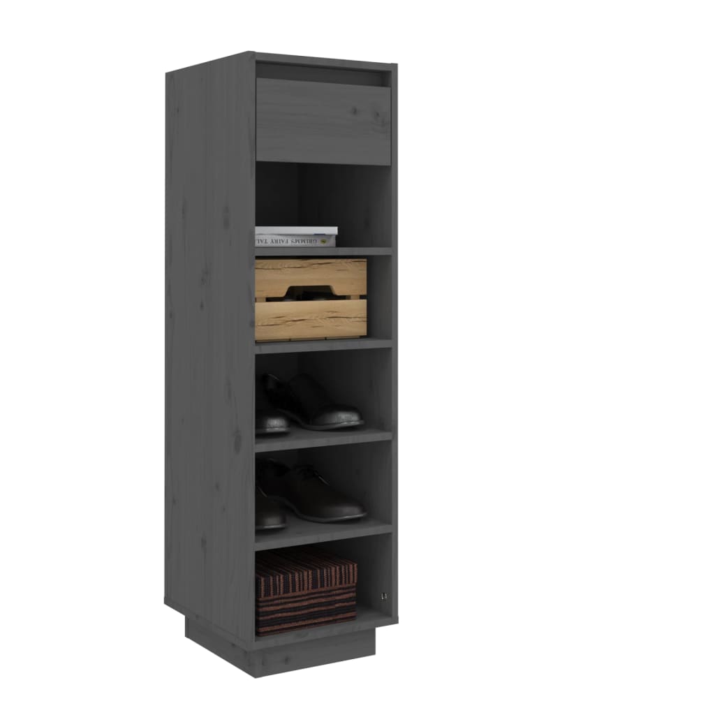 Schoenenkast 30x34x105 cm massief grenenhout grijs is nu te koop bij PeponiXL, paradijselijk wonen!