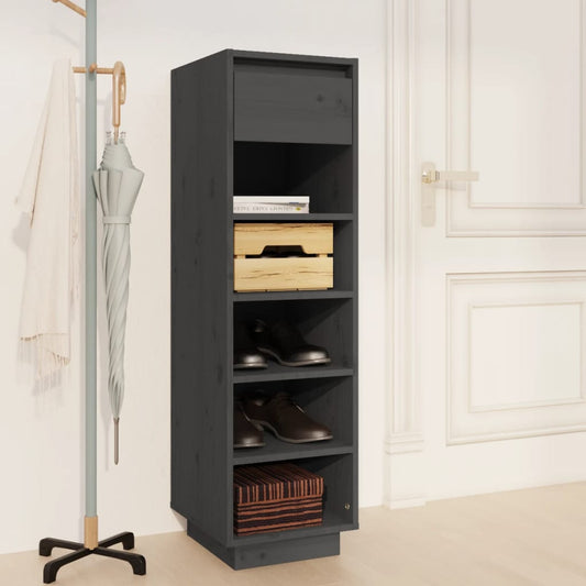 Schoenenkast 30x34x105 cm massief grenenhout grijs is nu te koop bij PeponiXL, paradijselijk wonen!