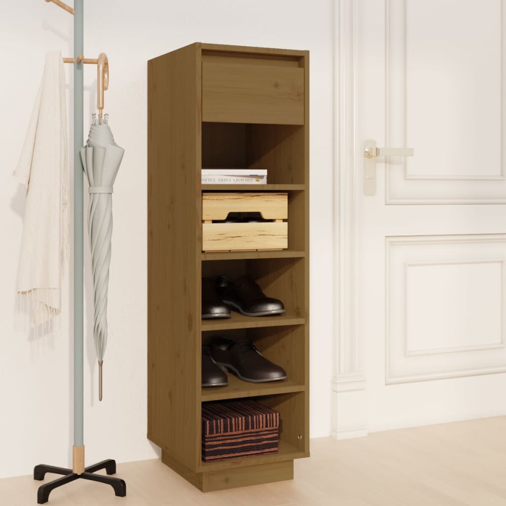 Schoenenkast 30x34x105 cm massief grenenhout honingbruin is nu te koop bij PeponiXL, paradijselijk wonen!