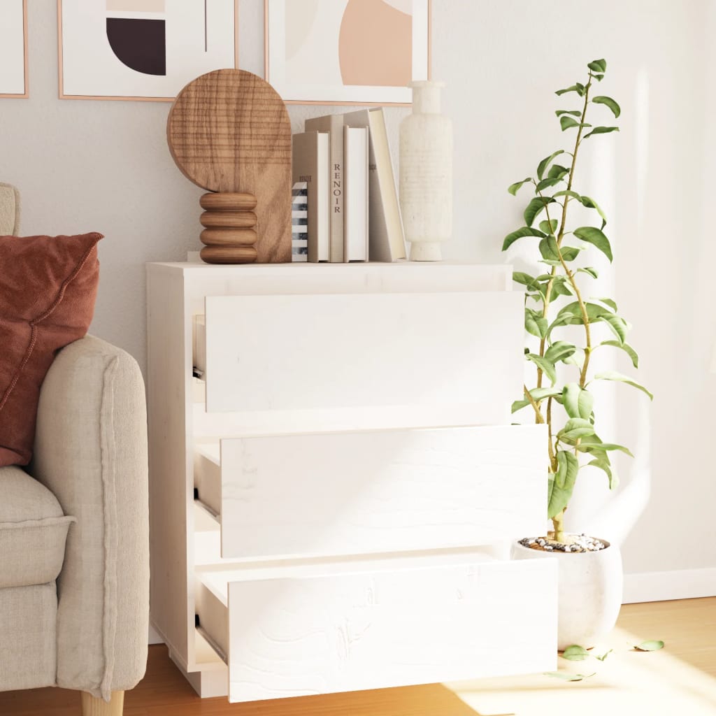 Dressoir 60x34x75 cm massief grenenhout wit is nu te koop bij PeponiXL, paradijselijk wonen!