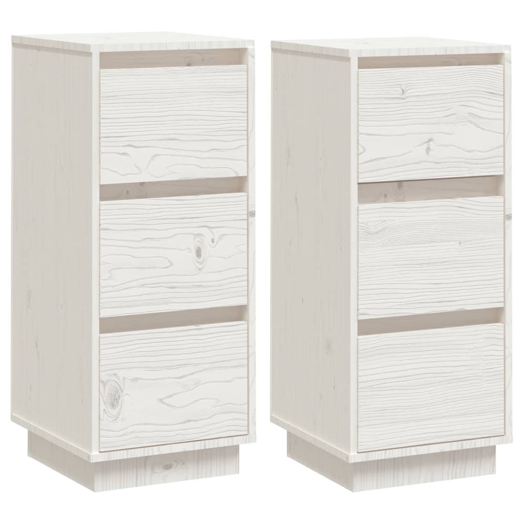 Dressoirs 2 st 32x34x75 cm massief grenenhout wit is nu te koop bij PeponiXL, paradijselijk wonen!