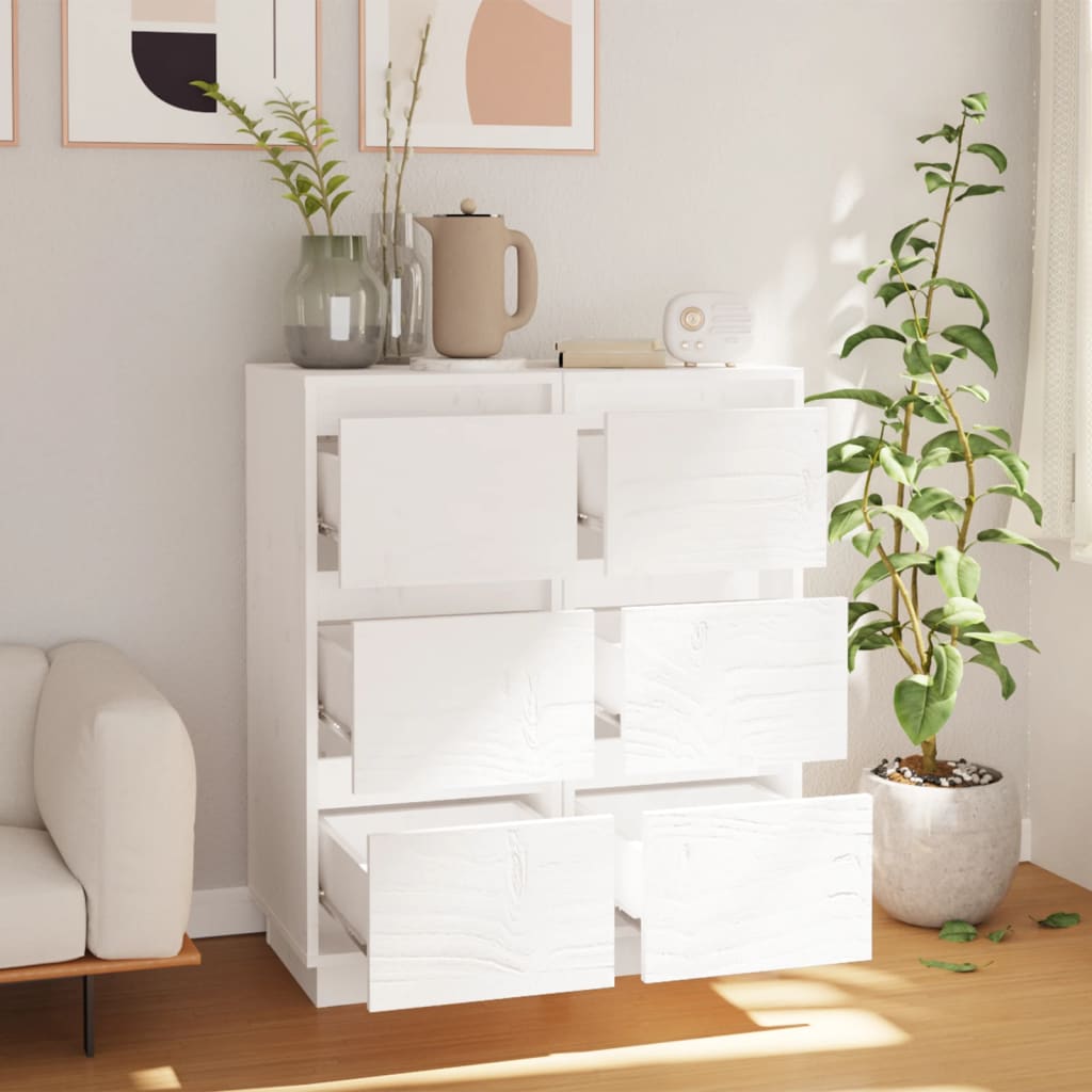 Dressoirs 2 st 32x34x75 cm massief grenenhout wit is nu te koop bij PeponiXL, paradijselijk wonen!