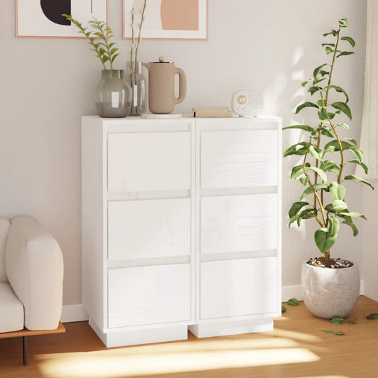 Dressoirs 2 st 32x34x75 cm massief grenenhout wit is nu te koop bij PeponiXL, paradijselijk wonen!