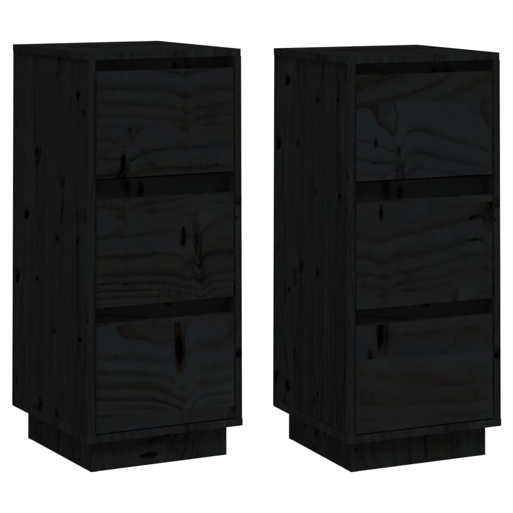 Dressoirs 2 st 32x34x75 cm massief grenenhout zwart is nu te koop bij PeponiXL, paradijselijk wonen!