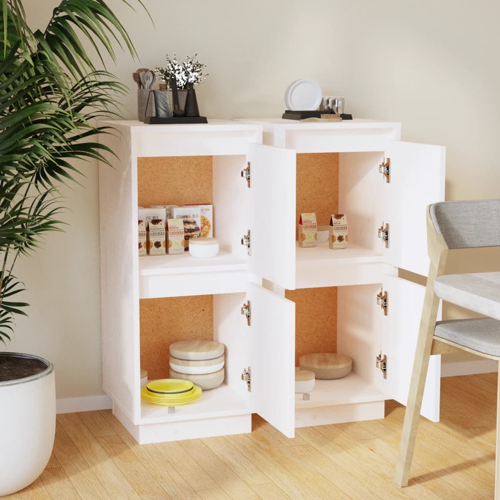 Dressoirs 2 st 31,5x34x75 cm massief grenenhout wit is nu te koop bij PeponiXL, paradijselijk wonen!