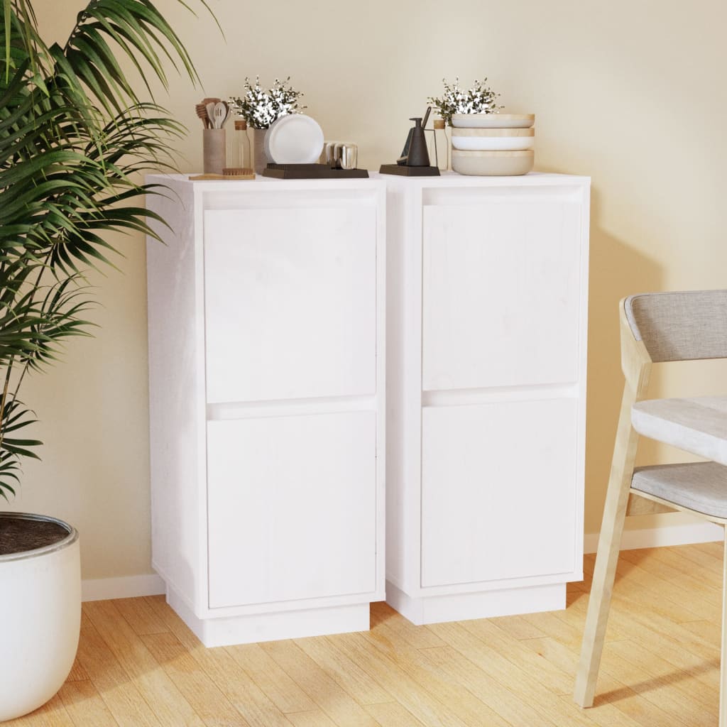 Dressoirs 2 st 31,5x34x75 cm massief grenenhout wit is nu te koop bij PeponiXL, paradijselijk wonen!