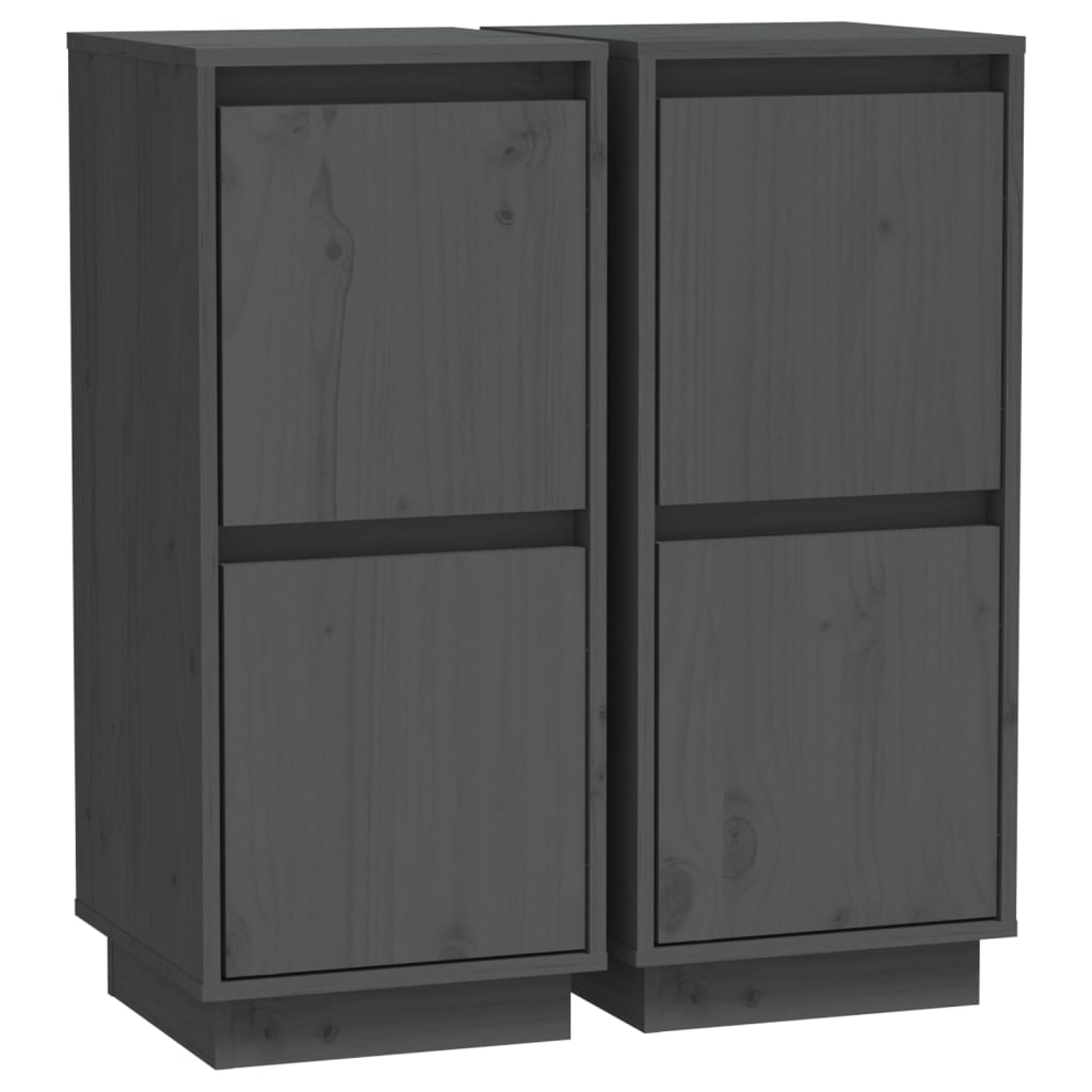 Dressoirs 2 st 31,5x34x75 cm massief grenenhout grijs is nu te koop bij PeponiXL, paradijselijk wonen!