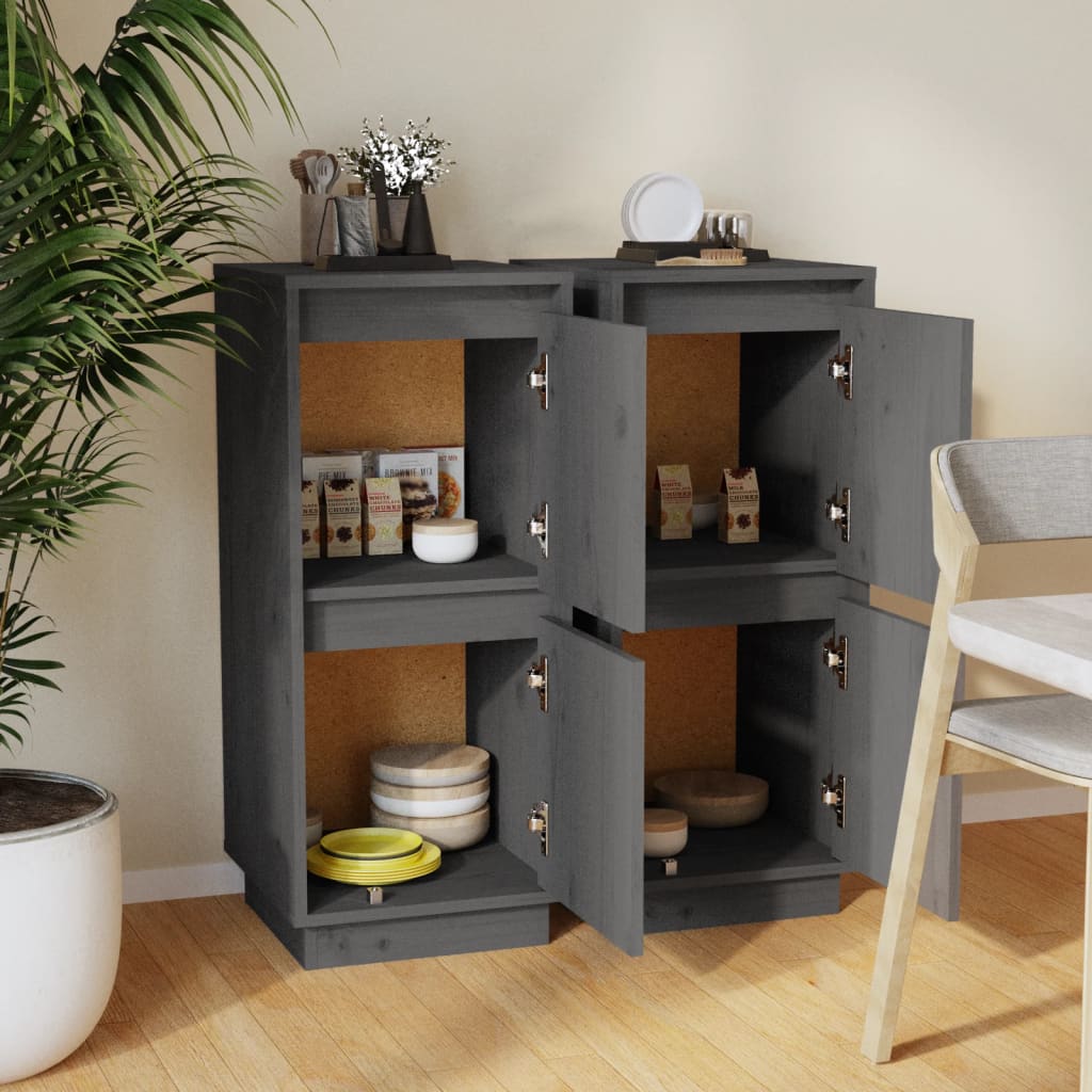 Dressoirs 2 st 31,5x34x75 cm massief grenenhout grijs is nu te koop bij PeponiXL, paradijselijk wonen!