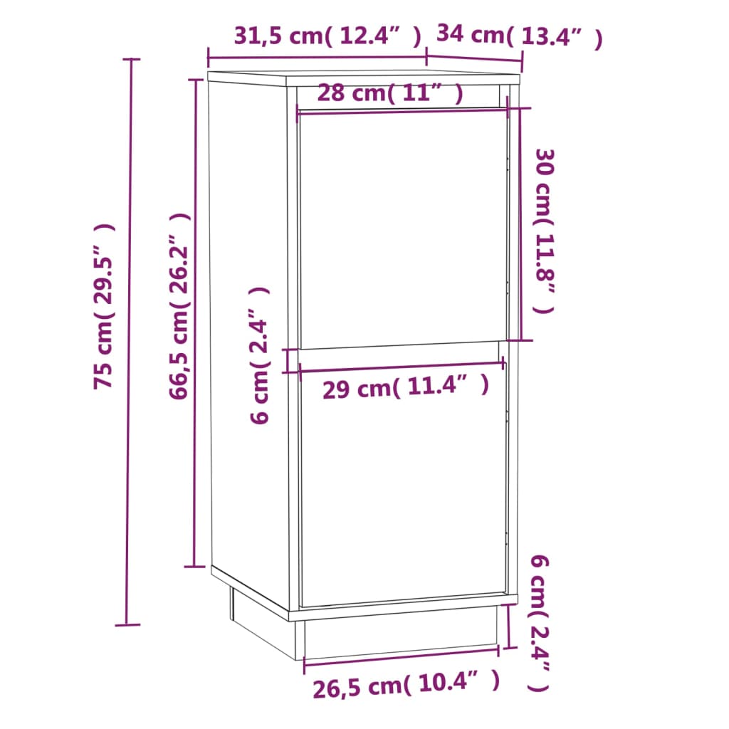 Dressoirs 2 st 31,5x34x75 cm massief grenenhout grijs is nu te koop bij PeponiXL, paradijselijk wonen!