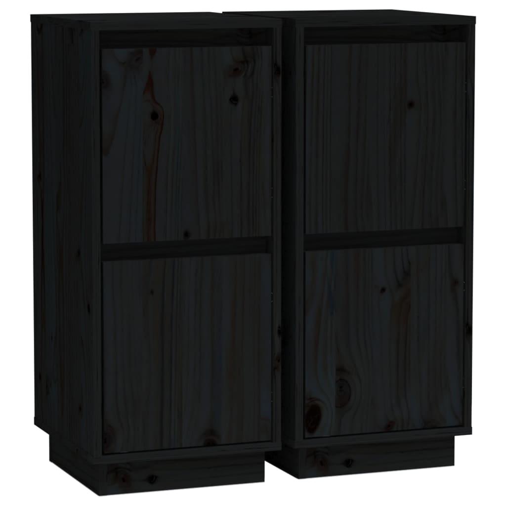 Dressoirs 2 st 31,5x34x75 cm massief grenenhout zwart is nu te koop bij PeponiXL, paradijselijk wonen!