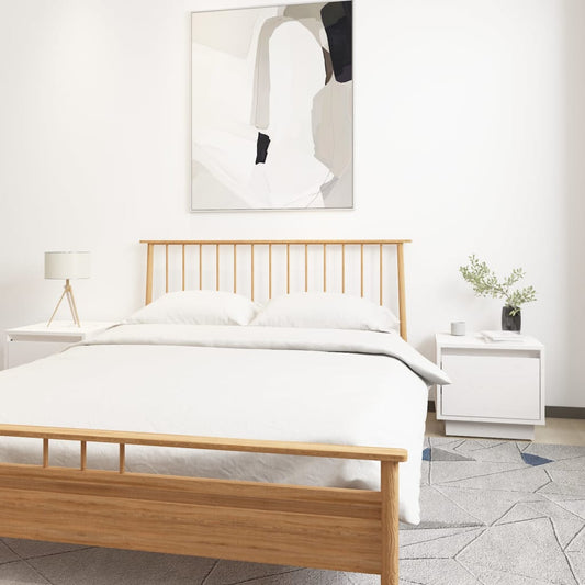 Nachtkastjes 2 st 35x34x32 cm massief grenenhout wit is nu te koop bij PeponiXL, paradijselijk wonen!