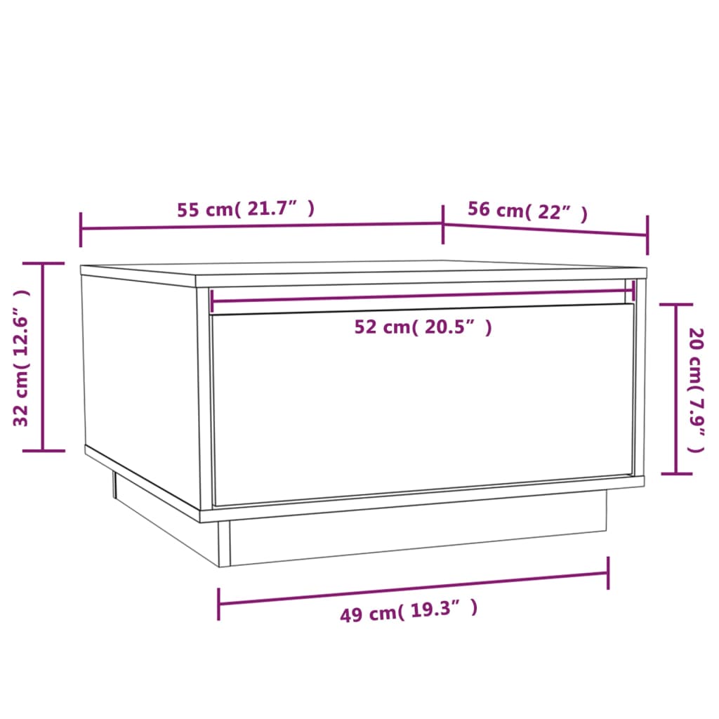 Salontafel 55x56x32 cm massief grenenhout wit is nu te koop bij PeponiXL, paradijselijk wonen!