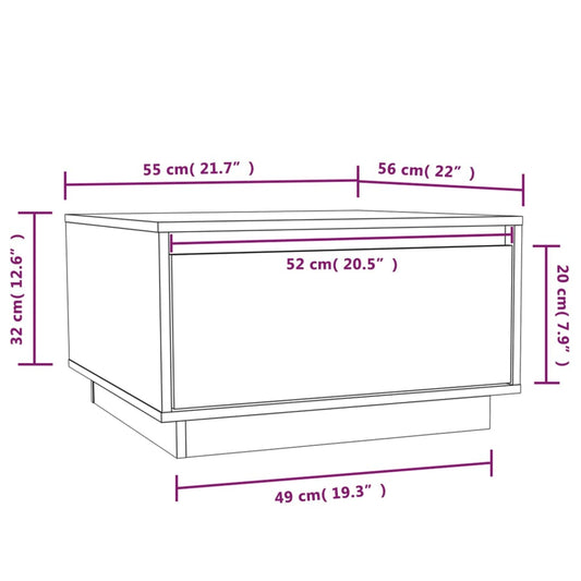 Salontafel 55x56x32 cm massief grenenhout wit is nu te koop bij PeponiXL, paradijselijk wonen!