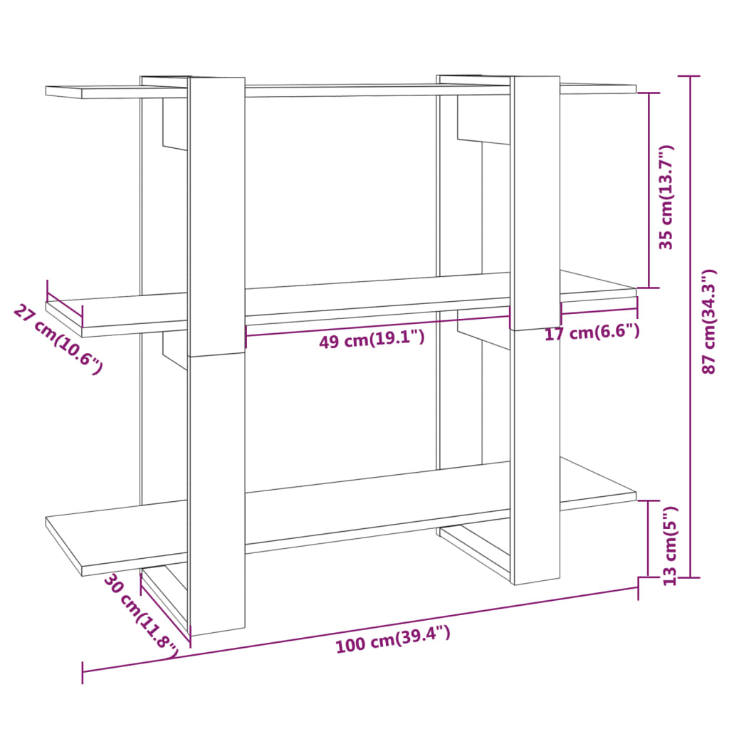 Boekenkast/kamerscherm 100x30x87 cm hoogglans wit is nu te koop bij PeponiXL, paradijselijk wonen!