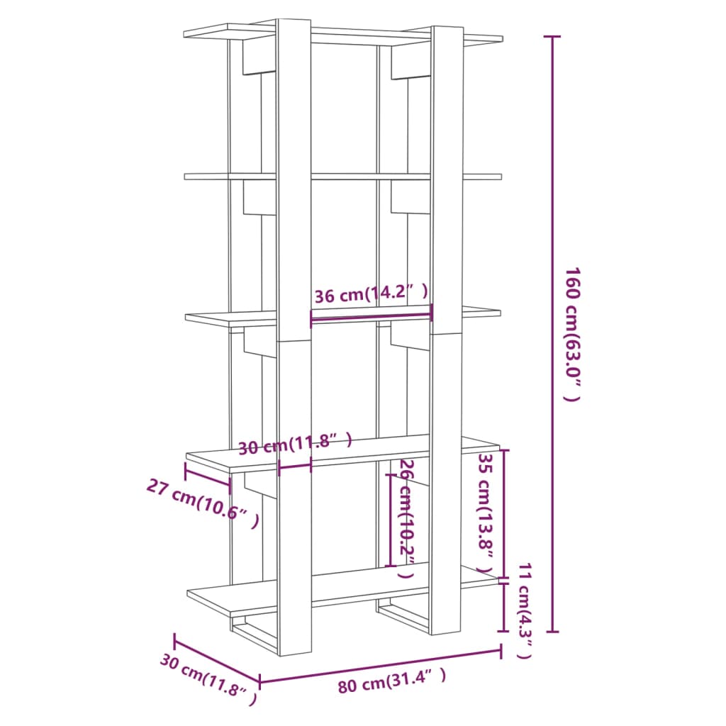 Boekenkast/kamerscherm 80x30x160 cm bewerkt hout wit is nu te koop bij PeponiXL, paradijselijk wonen!