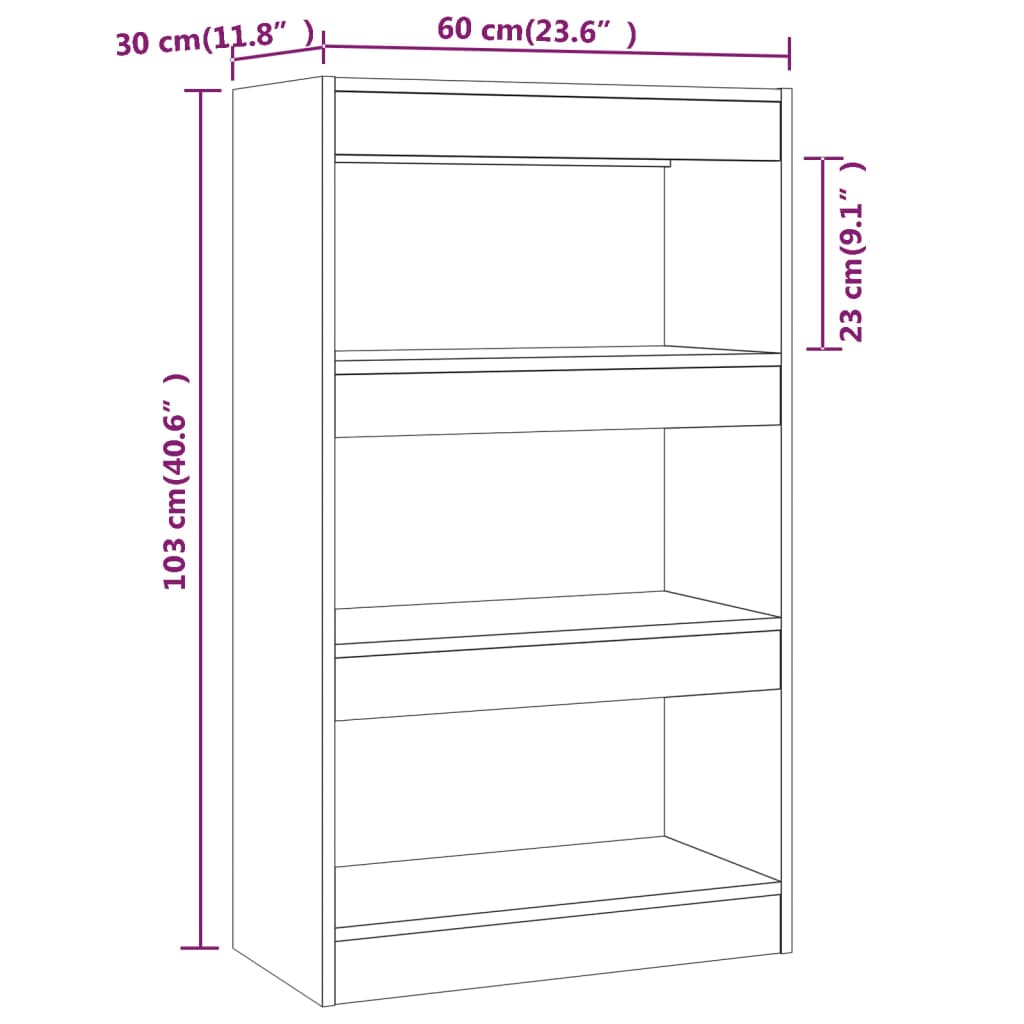 Boekenkast/kamerscherm 60x30x103 cm bewerkt hout betongrijs is nu te koop bij PeponiXL, paradijselijk wonen!