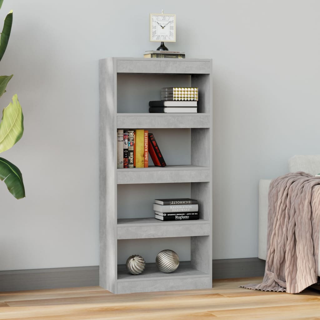 Boekenkast/kamerscherm 60x30x135 cm bewerkt hout betongrijs is nu te koop bij PeponiXL, paradijselijk wonen!