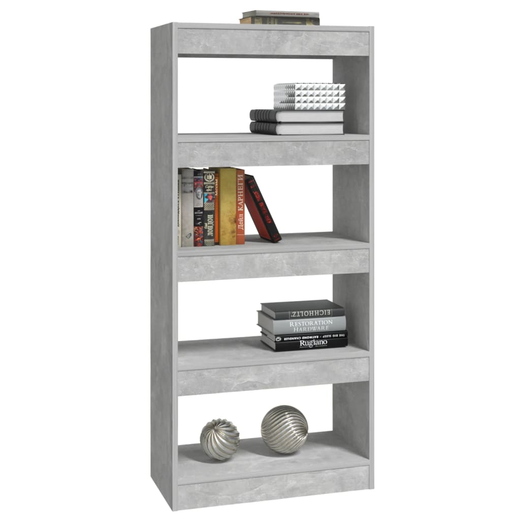 Boekenkast/kamerscherm 60x30x135 cm bewerkt hout betongrijs is nu te koop bij PeponiXL, paradijselijk wonen!